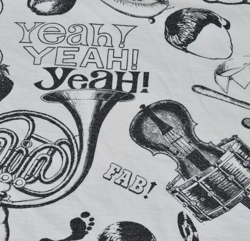 Vintage 1991 The Beatles Men's XL All-Over Print Collage Black White T-Shirt