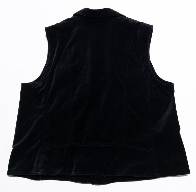 Lauren Ralph Lauren Velvet Vest Women's 2X Full Zip Moto Black Sleeveless