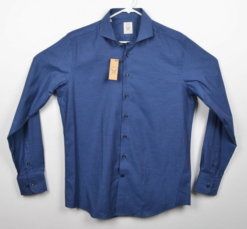 Strong Suit Men's Sz 16.5/Large Navy Blue Spread Collar Button-Front Shirt