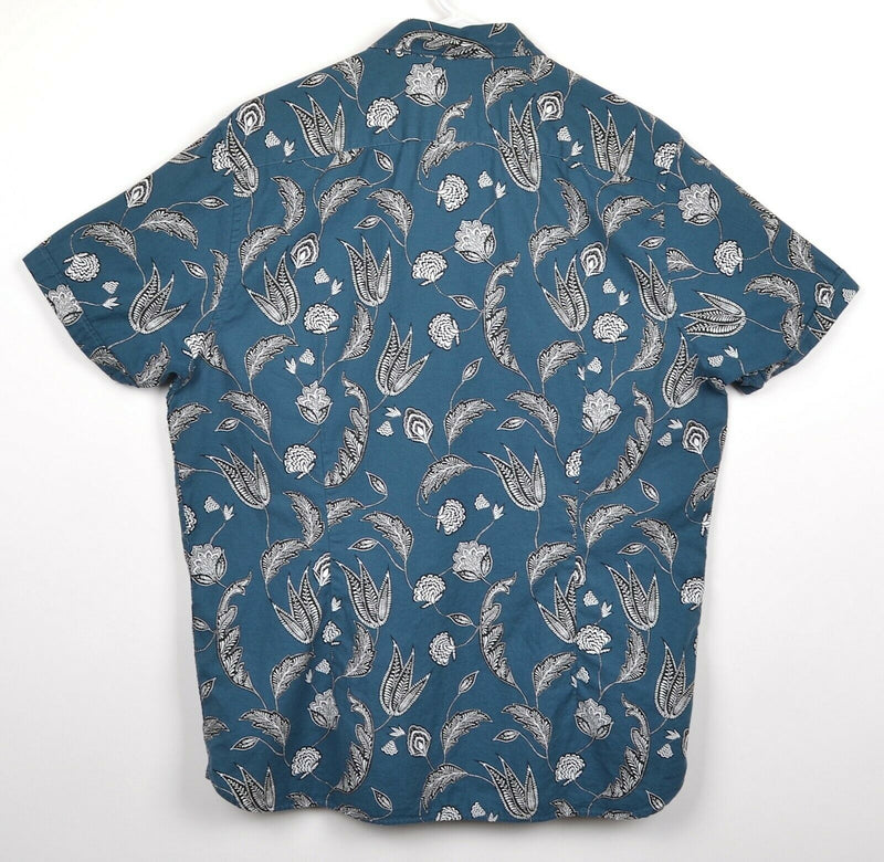 Ted Baker London Men's Sz 5 Floral Pattern Turquoise S/S Button-Down Shirt