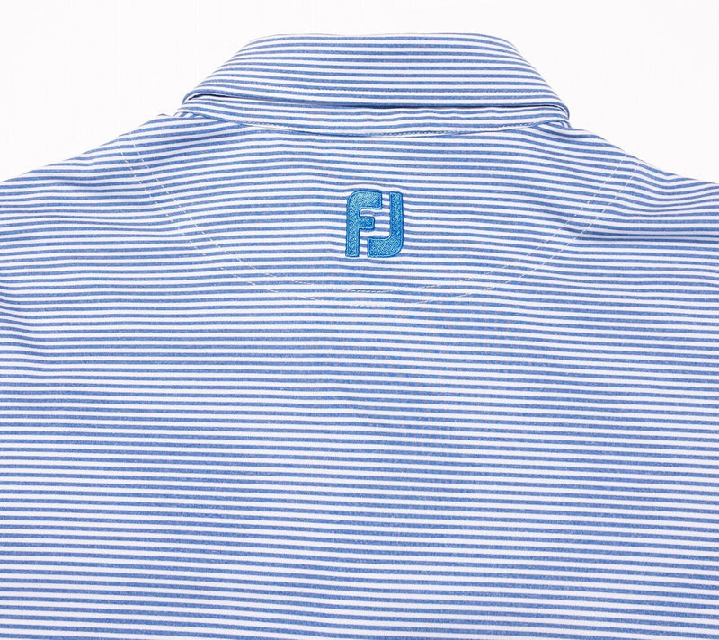 FootJoy Large Athletic Fit Golf Shirt Men's Polo Blue Striped Wicking Stretch