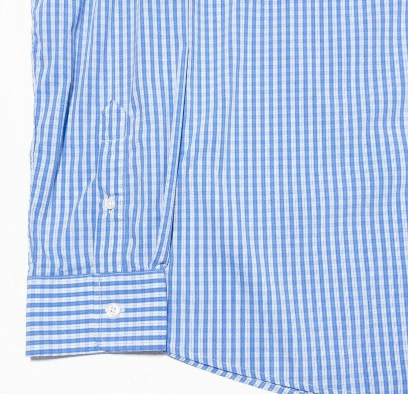johnnie-O Prep-Formance XL Long Sleeve Men's Shirt Bamboo Blue Check Surfer Logo