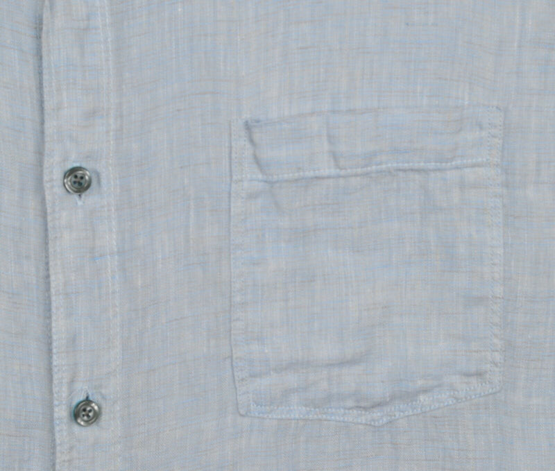 Tori Richard Men's Sz Large 100% Linen Heather Blue Gray Hawaiian Aloha Shirt