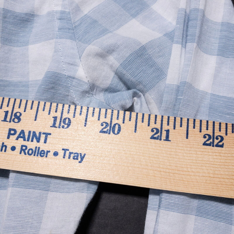 Faherty Linen Blend Shirt Men's Medium Blue White Check Long Sleeve
