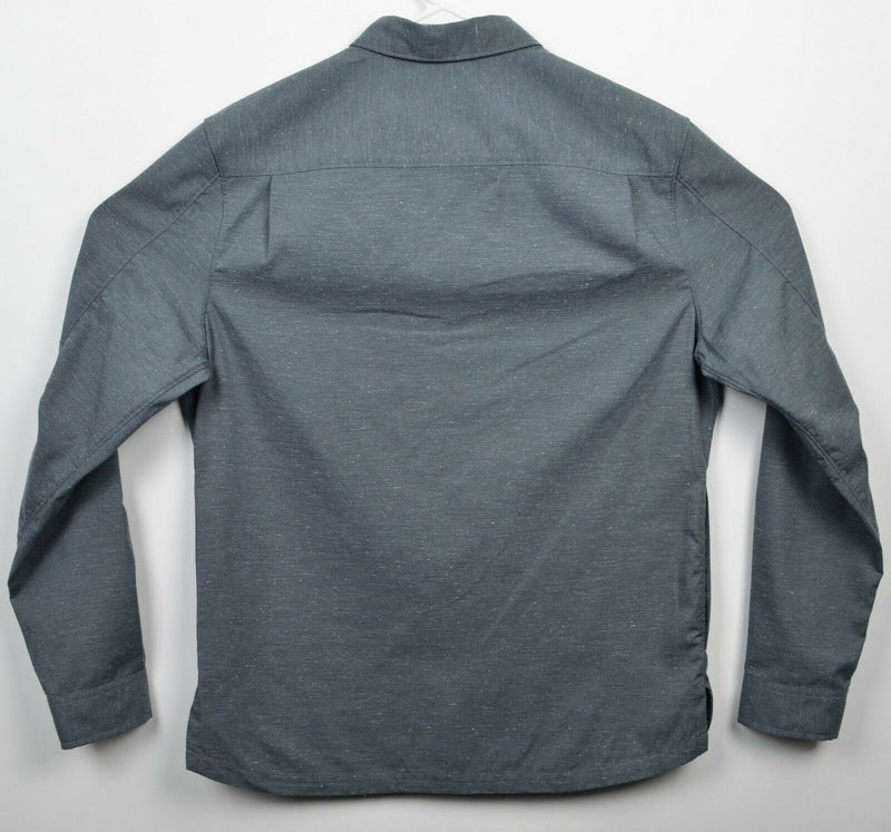 Lululemon Snap-Front Gray Speckled Side Pockets Long Sleeve Shirt Men's XL?