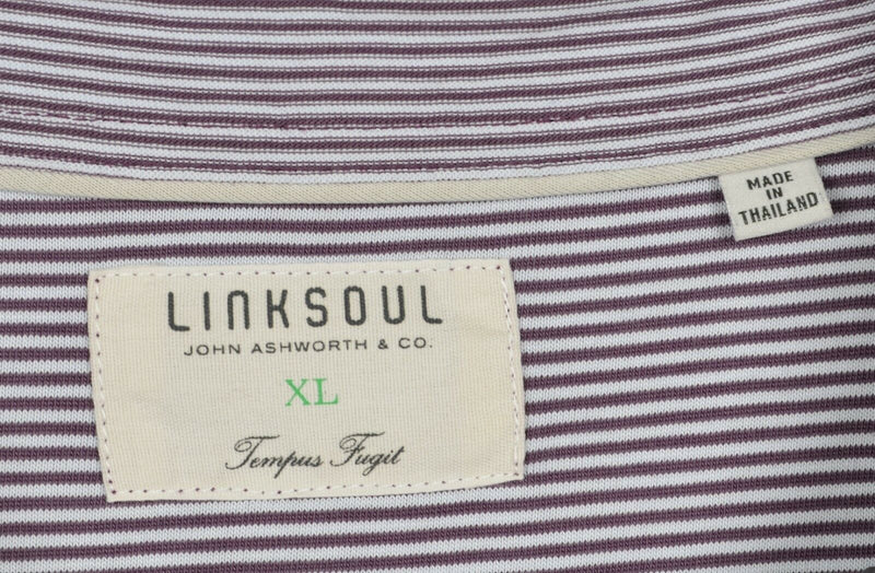Linksoul Men's Sz XL Purple Striped Short Sleeve Golf Polo Shirt