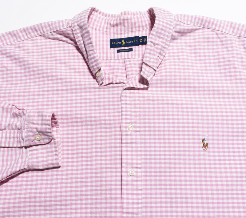 Polo Ralph Lauren Shirt Men's 4XB Big Classic Fit Pink Check Gingham Button-Down