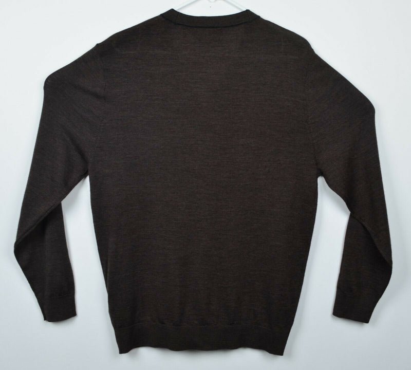 Stitch Note Men's Sz Large 100% Merino Wool Brown Cardigan Sweater NWT