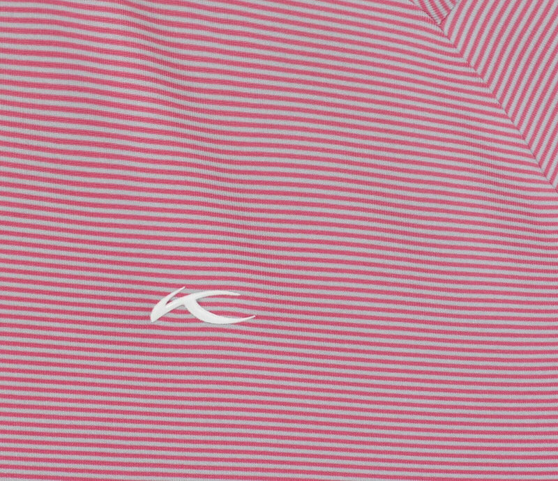 KJUS Men's Large/52 Pink Striped Golf Wicking UPF 50+ Soren Stripe Polo Shirt