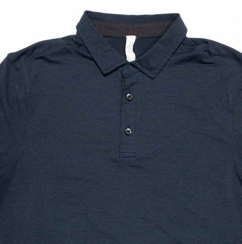 Lululemon Polo Small Men's Shirt Navy Blue Wicking Button-Down Short Sleeve