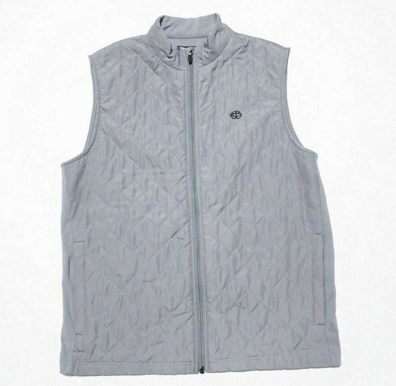 Straight Down Puffer Vest Gray Full Zip Quilted Golf Wisconsin Club Men's Medium