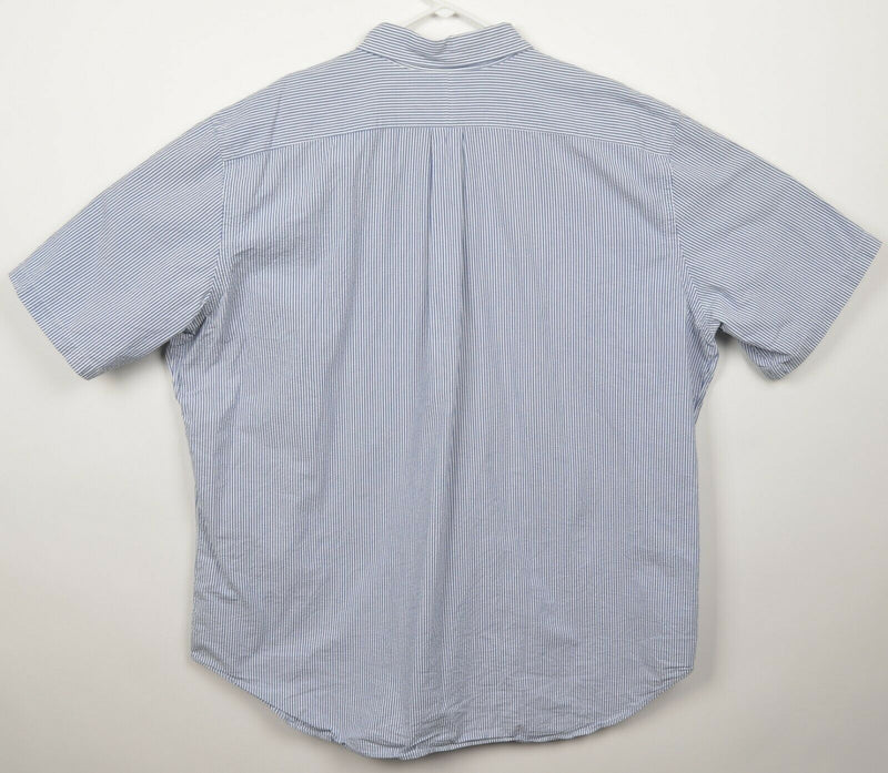 Polo Ralph Lauren Men's 2XLT Seersucker Blue White Striped Button-Down Shirt
