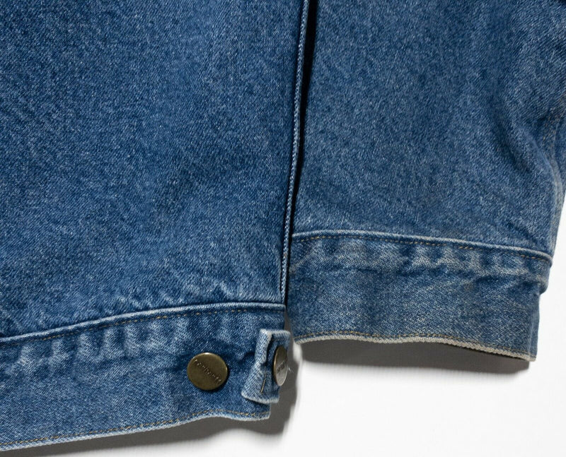 Carhartt Men 2XL Blanket Lined Denim Indigo Blue Vintage 90s Trucker Jacket J11