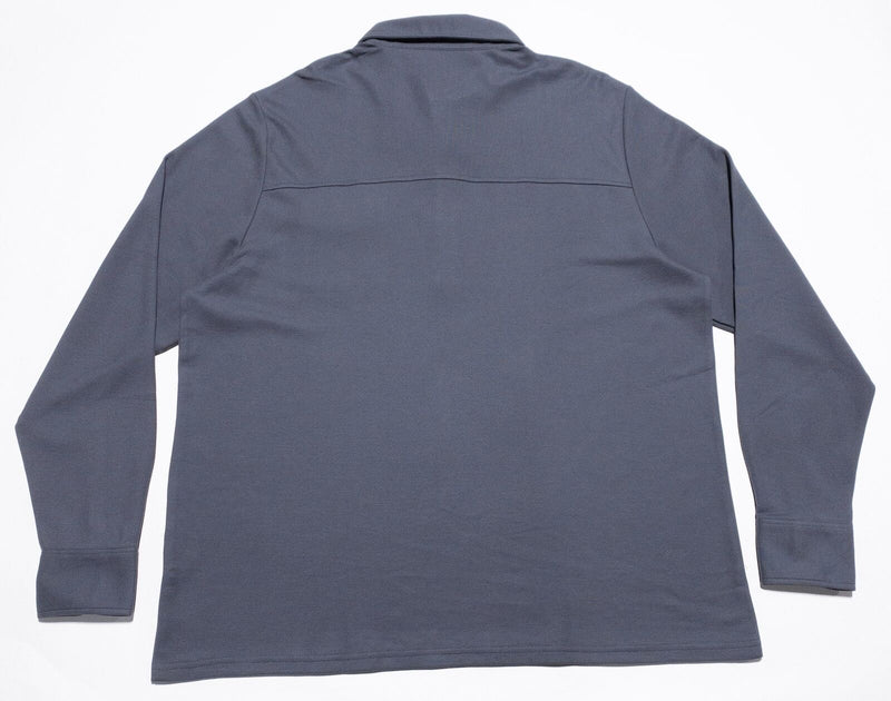 Criquet Long Sleeve Polo Men's 2XL Solid Gray Collared Pocket Golf Casual