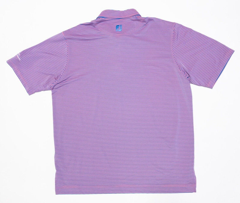 FootJoy Golf Shirt XXL Men's Polo Pink Blue Striped Wicking Performance 2XL