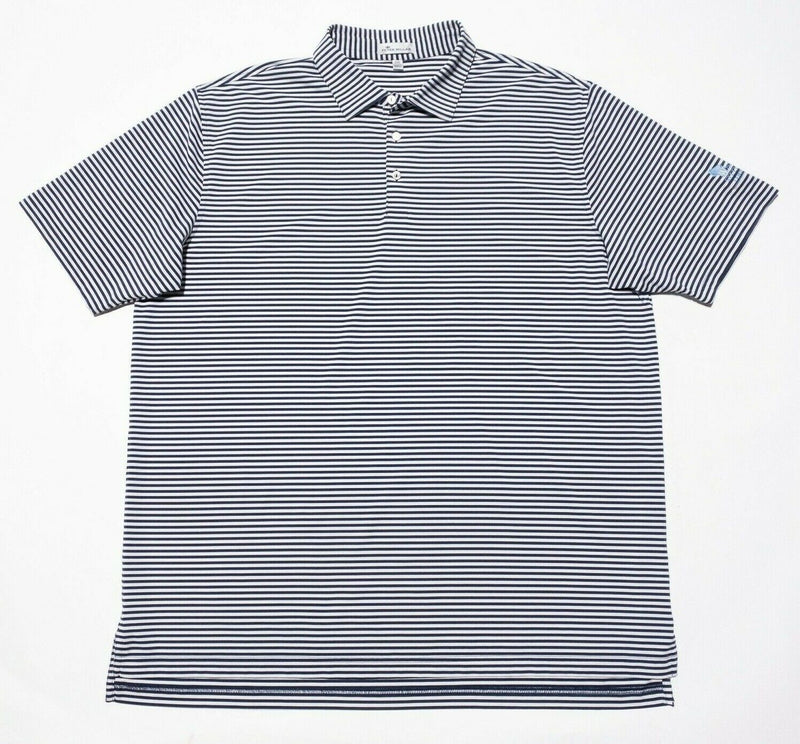 Peter Millar 2XL Competition Stripe Performance Polo Men's Blue Striped Wicking