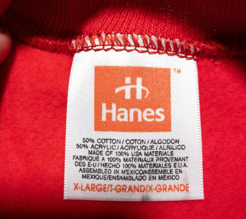 Hanes Vintage Sweatshirt Adult XL 80s Deadstock Blank Solid Red Fleece Crewneck