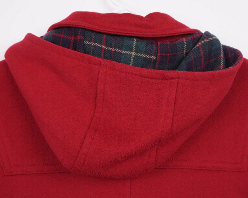 Vintage LL Bean Women's XL? Wool Toggle Flannel Lined Solid Red Duffle Coat