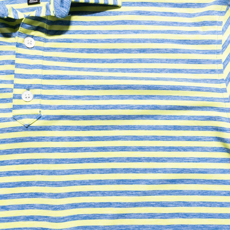 FootJoy Golf Shirt Men's Large Blue Yellow Striped Wicking Performance Polo