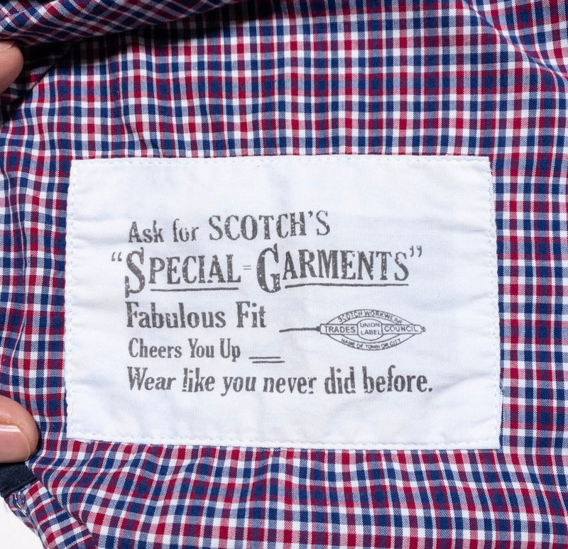 Scotch & Soda Shirt Men's XL Button-Up Red Blue Plaid Check Casual Long Sleeve