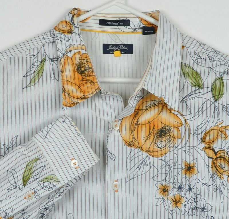Indigo Palms Men's XL Floral Striped Tommy Bahama Button-Front Shirt