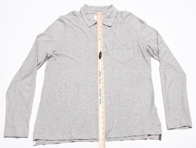 Billy Reid Polo Men's XL Cashmere Cotton Blend Long Sleeve Gray Stripe Knit
