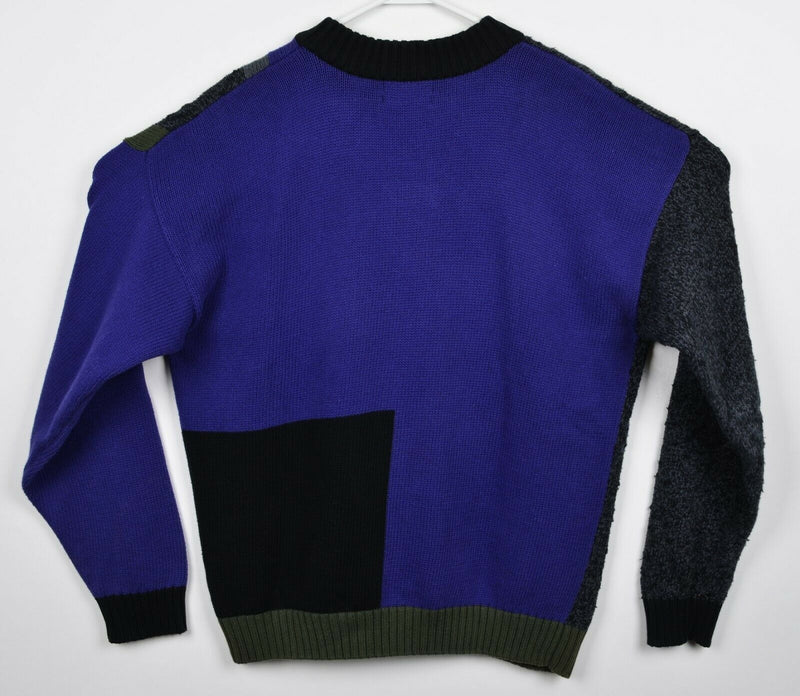 Vintage 80s Christian Dior Monsieur Men's Medium Cable-Knit Abstract Sweater