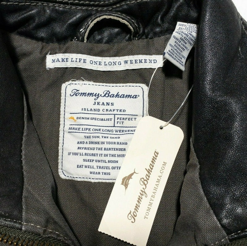 Tommy Bahama Men's Midnight Moto Leather Trim Jacket Denim Men's Large
