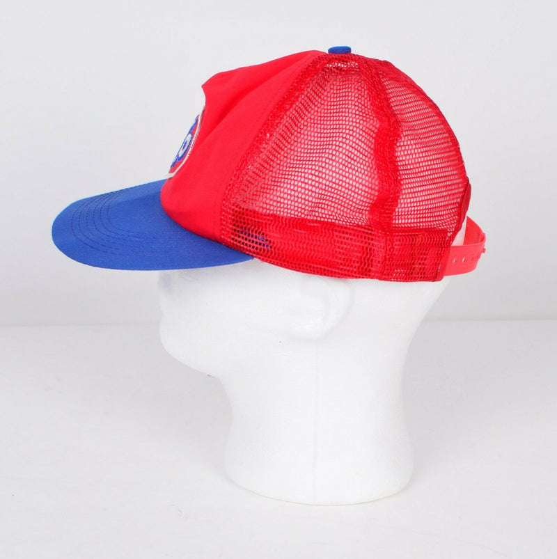 Vintage STP Motor Oil Mesh Trucker Snapback Hat Cap Red Blue M&B Headwear USA