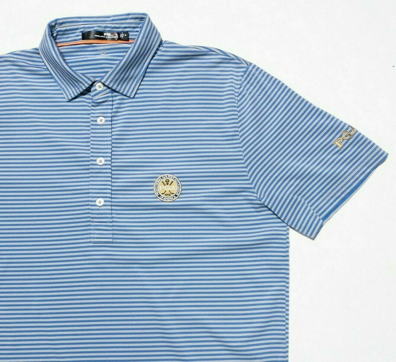 RLX Ralph Lauren Golf Polo Medium Men Wicking PGA Golf Association Blue Striped
