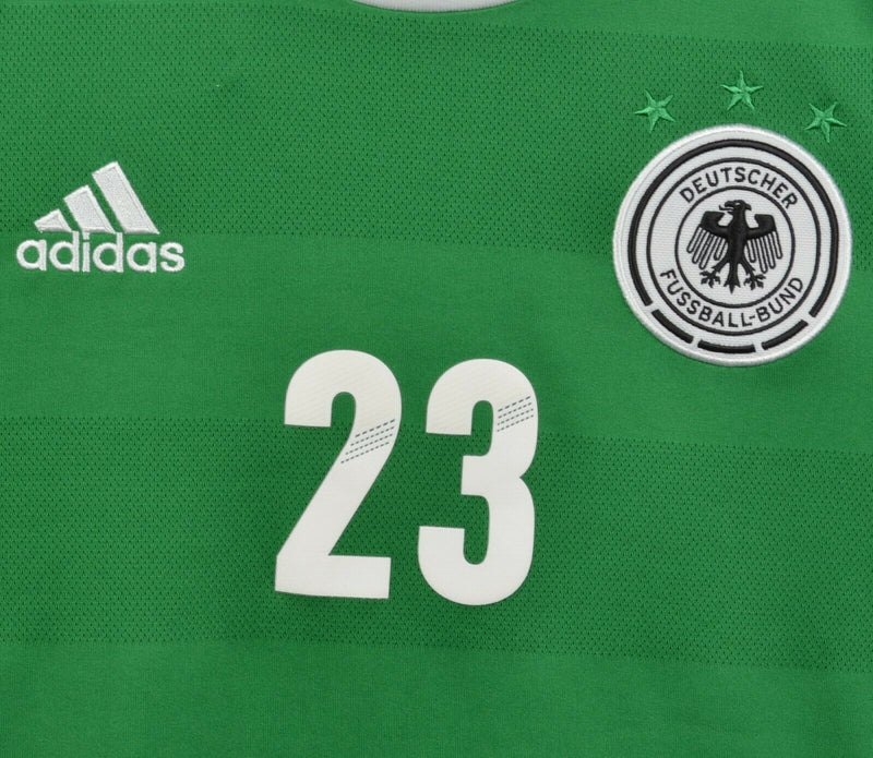 Germany Men's Medium Adidas Gomez Green Striped 2012 Away Soccer Jersey