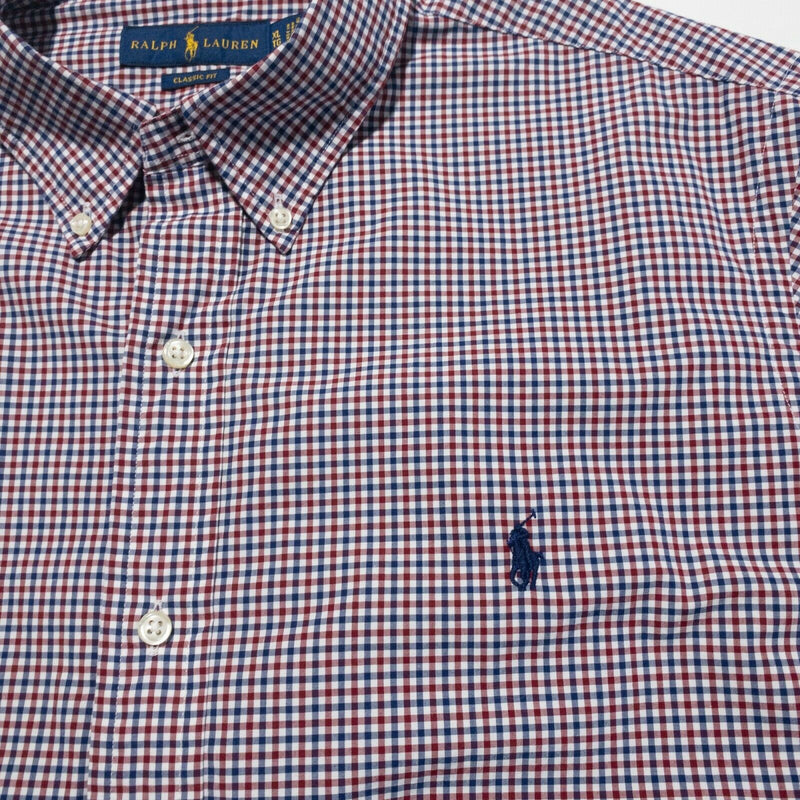 Polo Ralph Lauren Men's XL Classic Fit Red Blue Plaid Check Button-Down Shirt