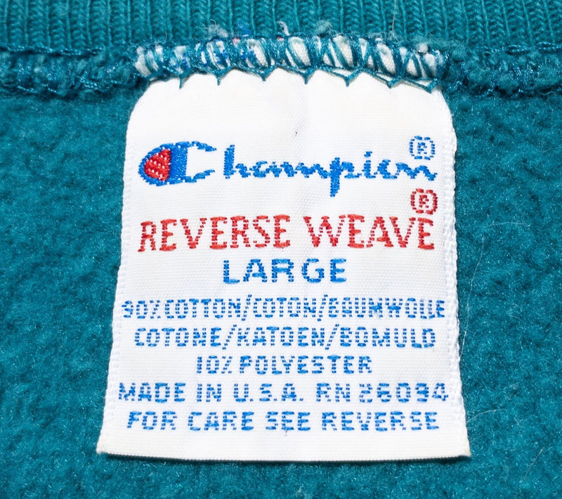 MSOE Champion Reverse Weave Men's Large Vintage Sweatshirt 80s Teal Crewneck