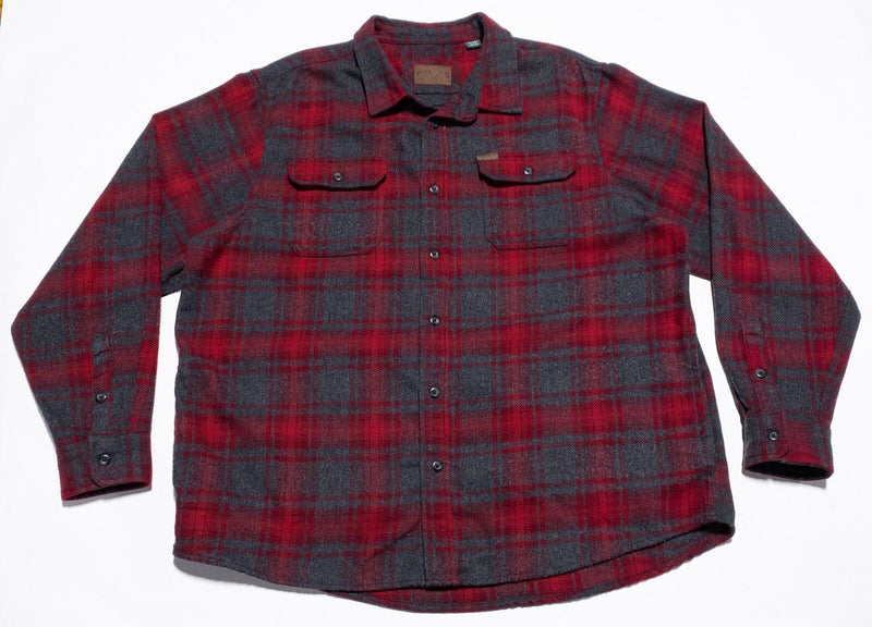 Orvis Flannel Shirt Men's 2XL Red Gray Plaid Heavy Lumberjacket Button-Up