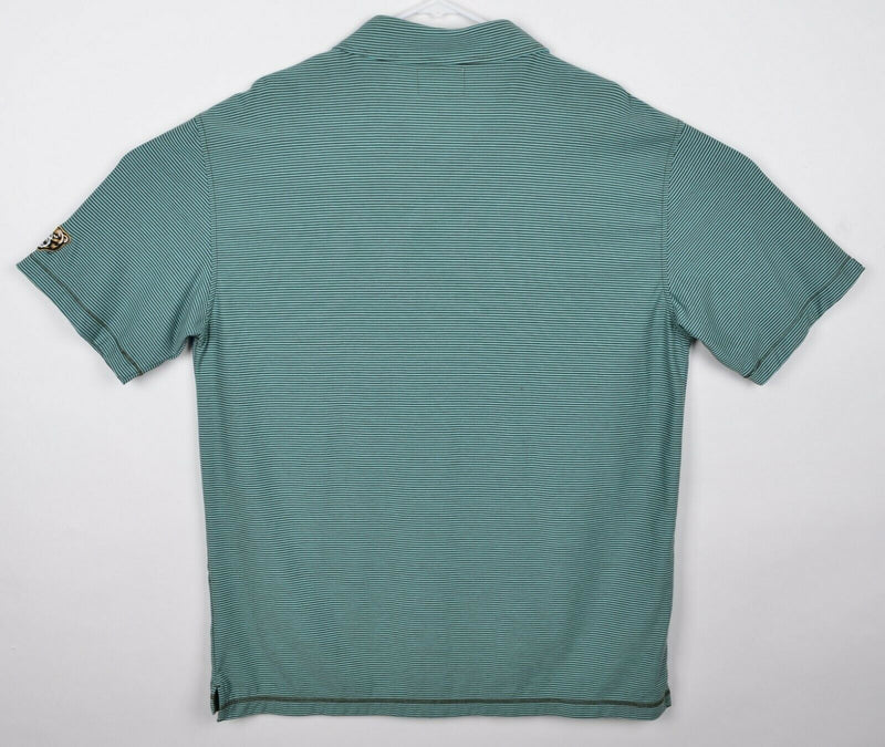 Linksoul Men's Sz XL Teal Green Striped Pocket Golf Polo Shirt