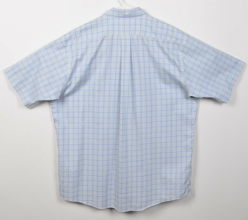 L.L Bean Men's Large Regular Wrinkle Resistant Blue Plaid Button-Down Shirt
