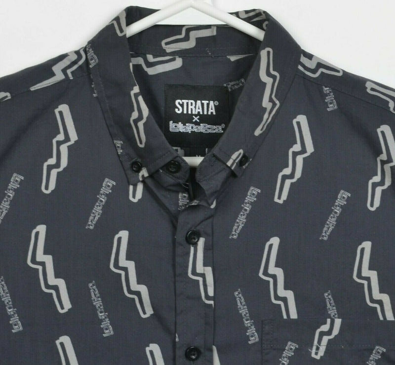 Strata x Lollapalooza Men's Medium Logo All-Over Print Gray Button-Down Shirt