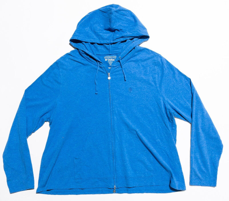 Coolibar Hoodie Women's 2XL Sun Protection UPF 50+ UV Full Zip Seaside Blue