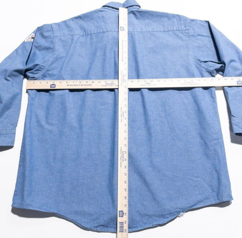 Bulwark FR Work Shirt Men's 2XL Long Sleeve Button-Down Blue Flame Resistant