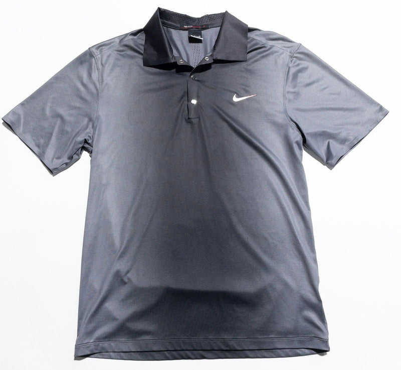 Tiger Woods Nike Golf Polo Men's Small Gray Gradient Wicking Stretch Snap Vented