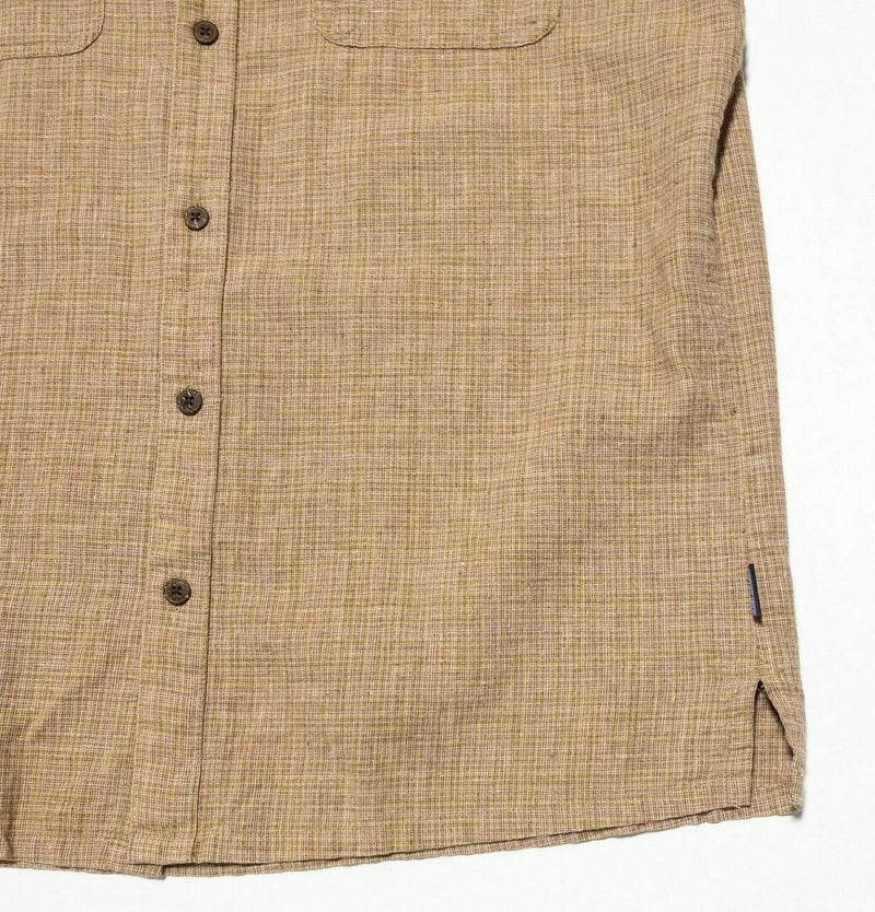 Patagonia Men's Migration Hemp Shirt Large Brown Short Sleeve Button-Front