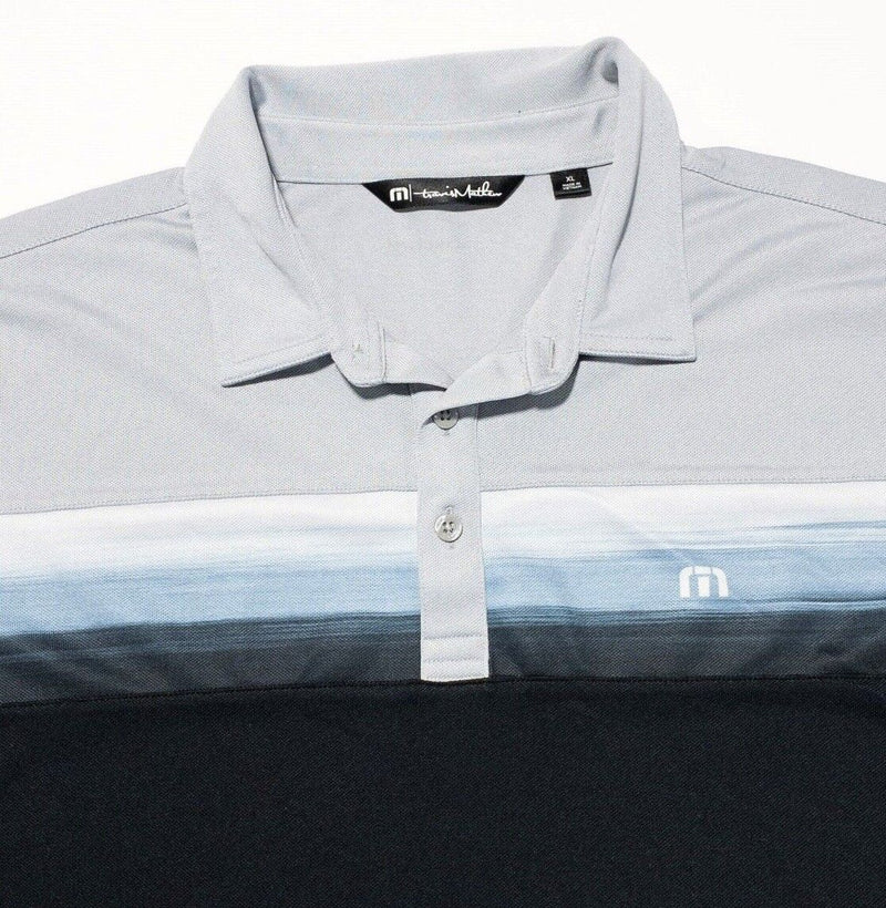 Travis Mathew Polo XL Men's Golf Shirt Striped Gray Black Two Tone Wicking