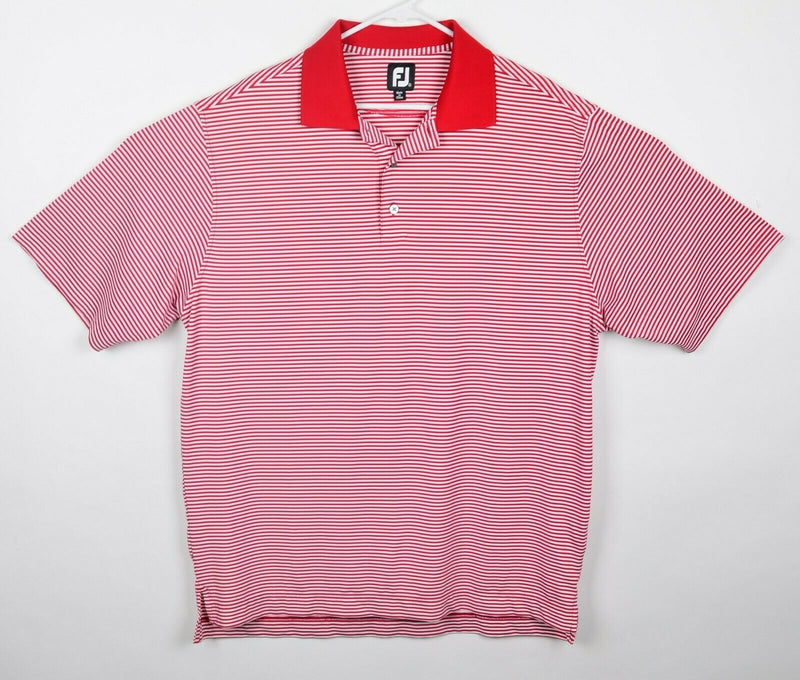 FootJoy Men's Sz XL Red White Striped Golf Polo Shirt