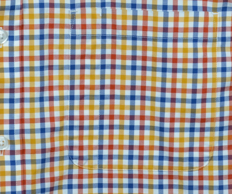 Duluth Trading Co Men's 2XLT Trim Fit Yellow Blue Red Check Button-Down Shirt