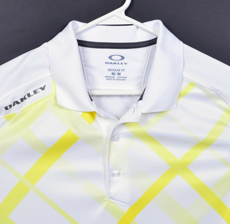 Oakley Hydrolix Men's Medium Regular Fit Yellow Striped Wicking Golf Polo Shirt