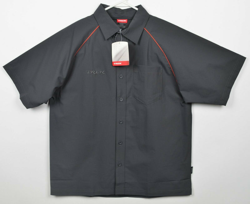 Trek Bicycles Men's Medium Shop Shirt Gray Nylon Short Sleeve Mechanic Shirt