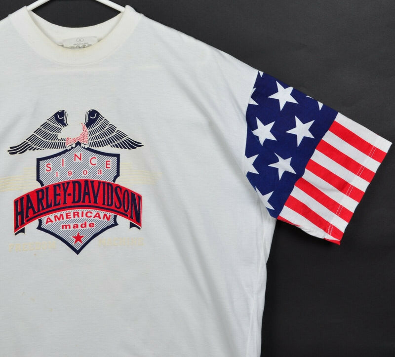 Vintage 90s Harley-Davidson Men's Large USA Flag Eagle Graphic Brasil T-Shirt