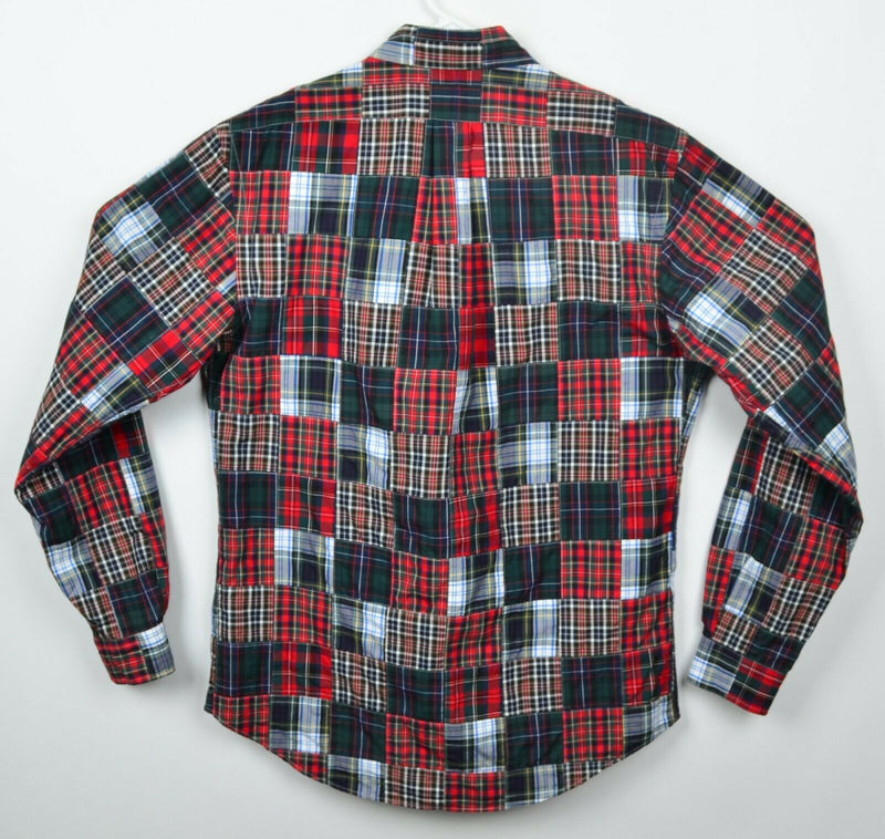 Vtg 90s Polo Ralph Lauren Men's Medium Patchwork Tartan Plaid Button-Down Shirt