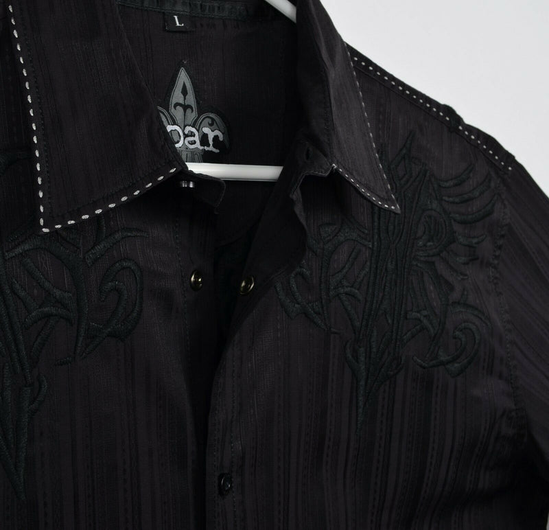 Roar Men's Large Embroidered Tribal Cotton Poly Lavish L/S Button-Front Shirt