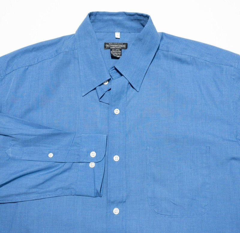 J. Peterman Men's Dress Shirt 16.5-34 Solid Blue Long Sleeve Button-Up Vintage